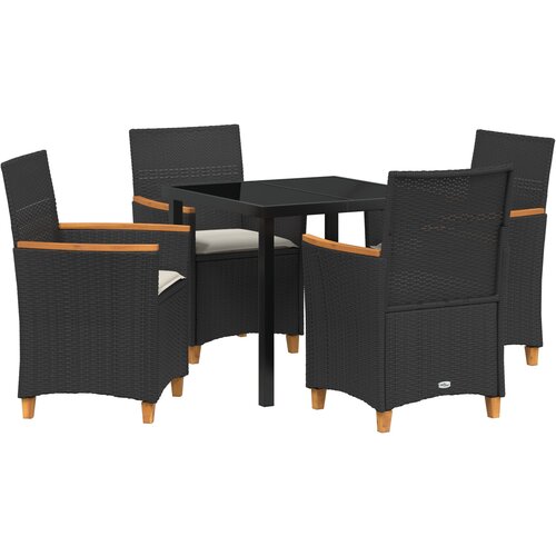 VidaXL set od 5 vrtnih stolica s jastučićima Crni poli rattan Slike