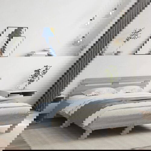 Furnova Posteljni okvir z vzglavjem in LED siva sonoma 120x190 cm, (21935903) Slike