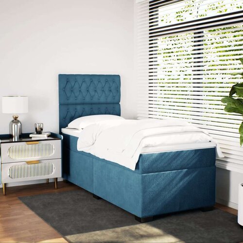 VidaXL box spring krevet s madracem plavi 100x200 cm bar&amp;scaron;unasti Slike