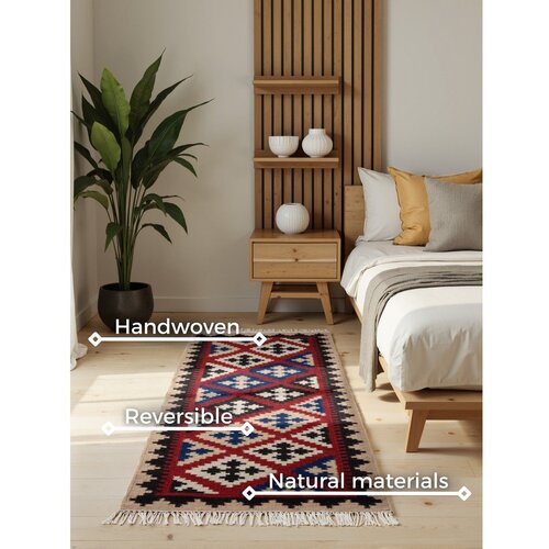 Hanse Home Rdeč obojestranski ročno tkan volnen tekač 60x190 cm Kamal Rami &amp;ndash; Nouristan Slike