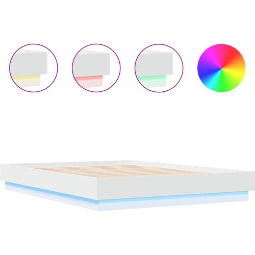 Maison Chic Posteljni okvir - Dvoposteljna postelja - Zakonska postelja z LED diodami bel 135x190 cm, (21692691) Slike