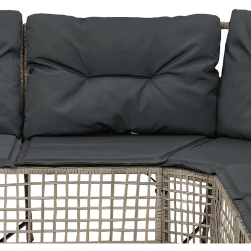 VidaXL Vrtna sofa L-oblika s jastucima+tabureom svjetlosiva poliratan Slike