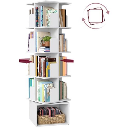 Songmics Vrteči se knjižni regal 40x40x124,6 cm, bel, (5000250085) Slike