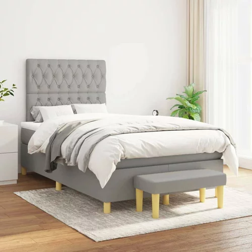  Box spring postelja z vzmetnico svetlo siva 120x200 cm blago, (20726850)
