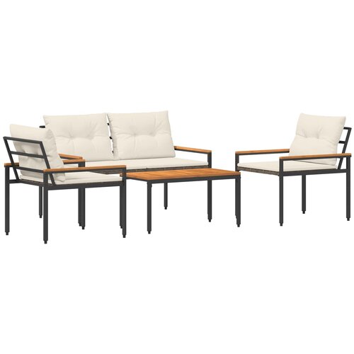 vidaXL Zunanji pohi&scaron;tveni set 4 pcs Kremno bela poli ratan, (5000294457) Cene