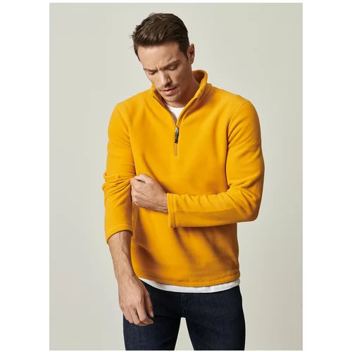 AC&Co / Altınyıldız Classics Men's Yellow Anti-pilling Anti-Pilling Standard Fit Bato Collar Cold-Proof Fleece Sweatshirt.