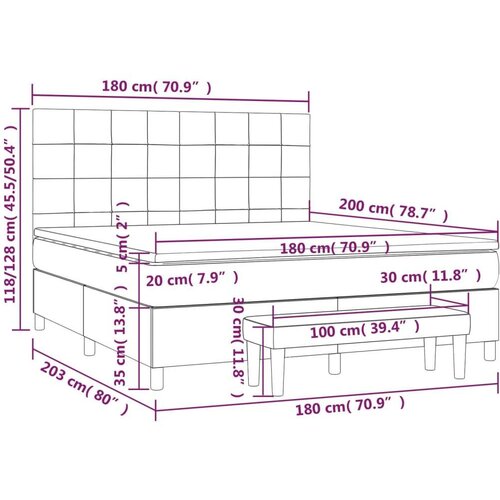  Krevet s oprugama i madracem tamnosivi 180x200 cm bar&amp;scaron;unasti Slike