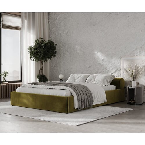 Maison de R&amp;ecirc;ve Temno zelena oblazinjena zakonska postelja s prostorom za shranjevanje z letvenim dnom 180x200 cm Solvo &amp;ndash; Slike