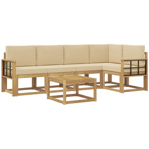 vidaXL Zunanja garnitura za sedenje z blazino 6 pcs Bela in bež, (5000280802) Cene
