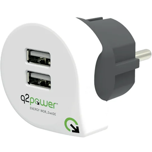 q2power Punjač kućni za smartphone, tablete, 2 x USB, 2.4A – DUAL USB CHARGER EUROPE