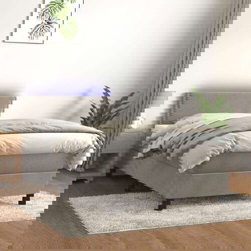  Box spring postelja z vzmetnico LED svetlo siva 90x200 cm žamet, (20723276) Slike