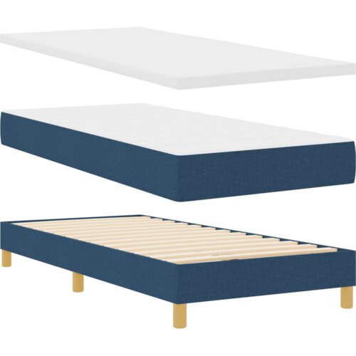  Krevet s opružnom podlogom s madracem Plava 90x190 cm Tkanina Slike