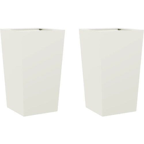 Maison Chic Vrtno korito - Greda - Cvetlični Lonec 2 kosa bela 45x45x75 cm jeklo, (21788560) Slike
