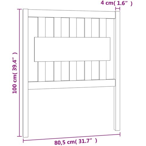  Uzglavlje za krevet bijelo 80,5x4x100 cm od masivne borovine Slike