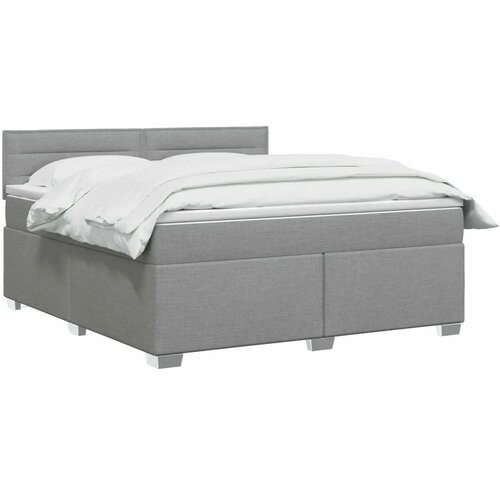  Krevet s box springom madracem i LED-om Svjetlosiva Tkanina - Svjetlosiva 160 x 200 cm Dizajn linija Slike