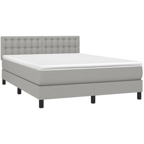  Krevet s oprugama i madracem svjetlosivi 140x190 cm od tkanine Slike