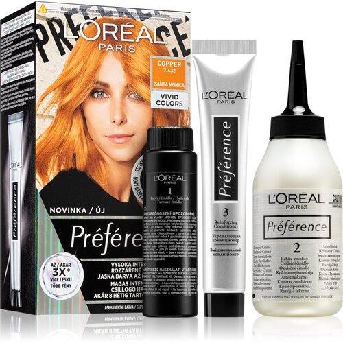 L´Oréal Paris préférence Vivid Colors barva za lase za barvane lase za vse vrste las 60 ml odtenek 7,432 Copper Cene