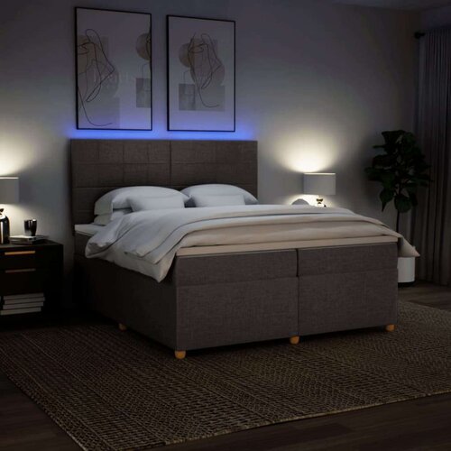 VidaXL Krevet s oprugama i madracem smeđesivi 200x200 cm od tkanine Slike