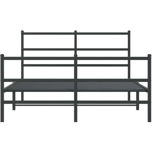 VidaXL Metalni okvir kreveta s uzglavljem i podnožjem crni 135x190 cm Slike