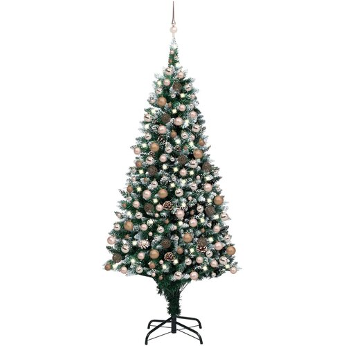 vidaXL umjetno božićno drvce LED s kuglicama i šiškama 210 cm Cijene