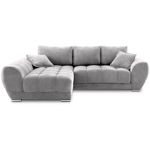 Windsor & Co Sofas svetlo siva kotna raztegljiva sedežna garnitura z žametnim oblazinjenjem Windsor & Co Zofe Nuage, levi kot Cene