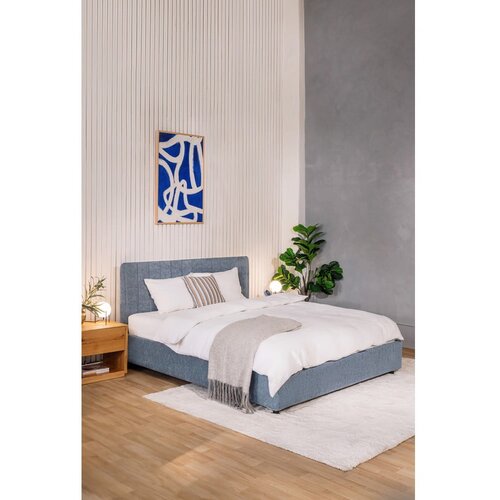 Bonami Selection Plavi tapecirani bračni krevet s podnicom i prostorom za odlaganje 180x200 cm Myra Slim Line &amp;ndash; Slike