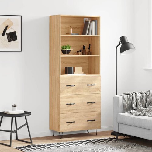 The Living Store Visoka komoda sonoma hrast 69,5x34x180 cm inženirski les - Visoka Omarica, (21435216) Slike