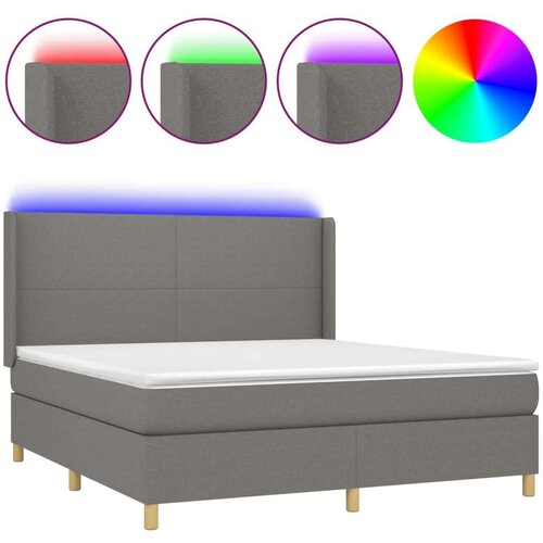  Box spring s madracem LED tamnosivi 160x200 cm tkanina Slike