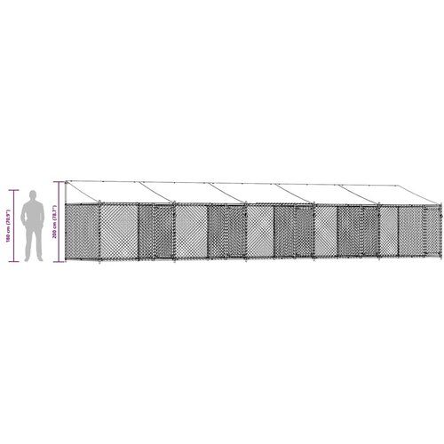  Kavez za pse s krovom i vratima sivi 10x2x2 m pocinčani čelik Slike