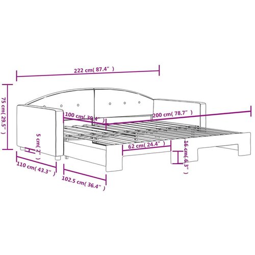 VidaXL Dnevni krevet na razvlačenje ružičasti 100 x 200 cm bar&amp;scaron;unasti Slike