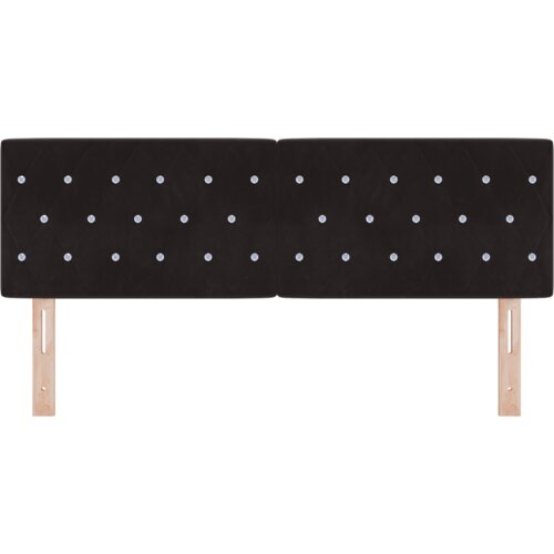  LED uzglavlje s kristalnim gumbićima Crno 72 cm Velur Slike