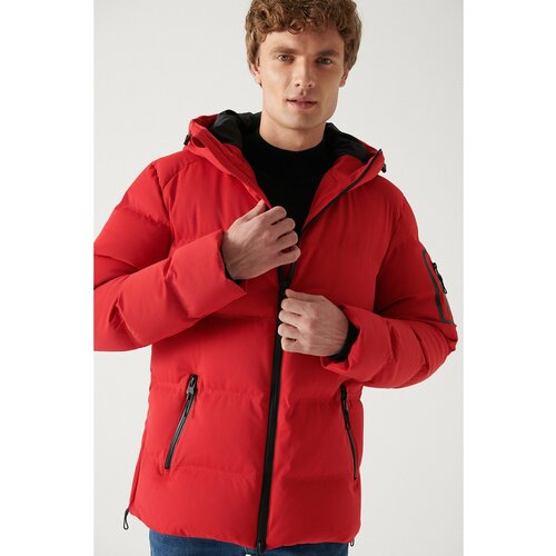 Avva Men's Red Thermal Water Repellent Windproof Puffer Jacket Cene