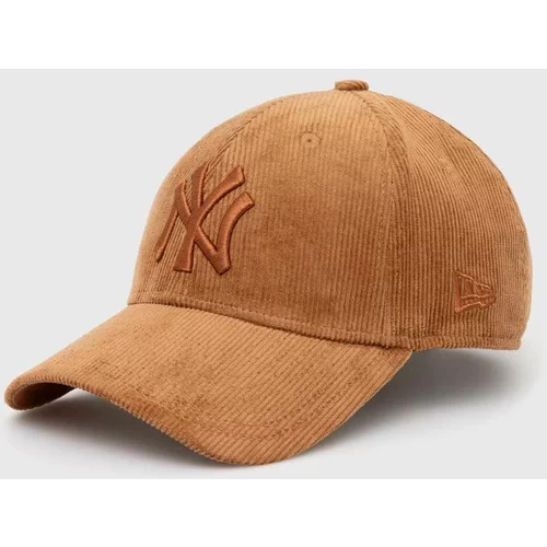 New Era Baseball kapa iz rebrastega žameta rjava barva, NEW YORK YANKEES
