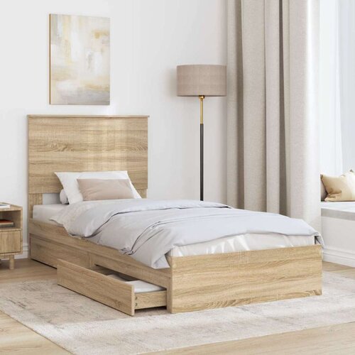  Krevet s od storage Sonoma hrast 90 x 190 cm Konstruirano drvo Slike