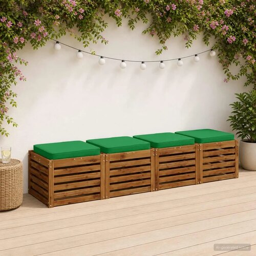  Jastučići za sjedalo od 4 dijela VUGHT 4 pcs 100% poliester - Zelena (poliester) 50 x 50 cm 4 Cijene