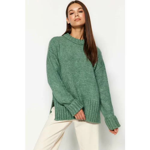 Trendyol Mint Soft Textured Thick Crewneck Knitwear Sweater