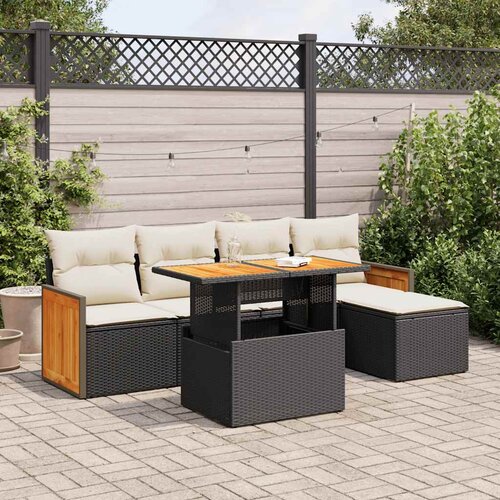 VidaXL 6-dijelni set vrtnih sofa s jastucima crni od poliratana bagrem Slike