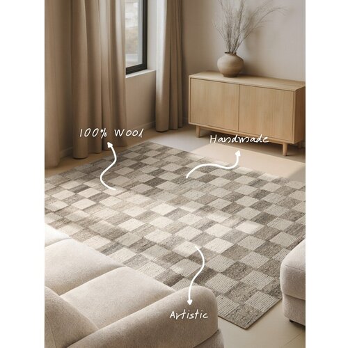 Vikosa Kremno bela ročno tkana volnena preproga 120x180 cm Boho 1.0 Quadra &amp;ndash; Slike