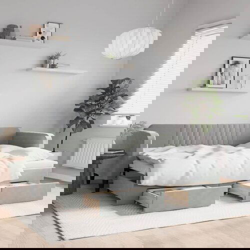 VidaXL Izvlečna dnevna postelja s predali svetlo siva 80x200 cm žamet Slike