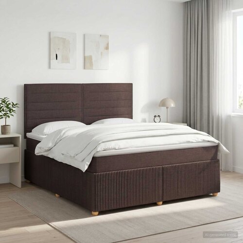  Boxspring krevet s madracem Tamno smeđa 180 x 200 cm Tkanina Slike