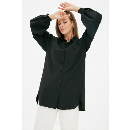 Trendyol black shirt collar balloon sleeve tunic Slike
