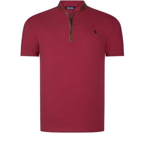 Dewberry T8571 ZIPPERED MEN&amp;#039;S T-SHIRT-PLAIN BURGUNDY Slike