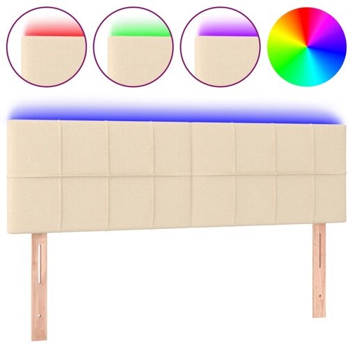 Maison Chic led posteljno vzglavje - vzglavna omarica - nočna omarica krem 144x5x78/88 cm blago, (21706808) Slike