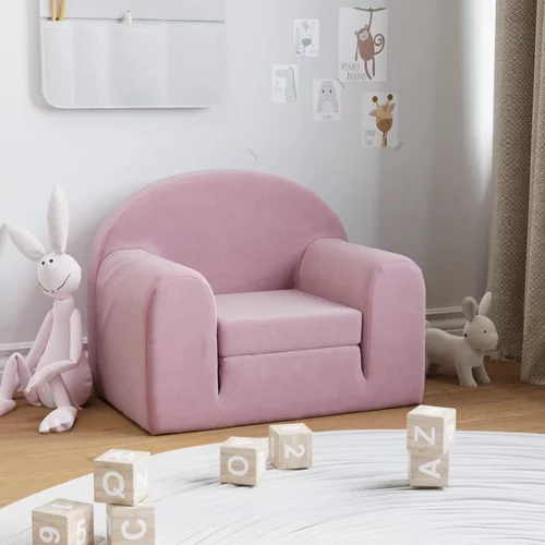  Dječji kauč na razvlačenje ružičasti mekani plišani