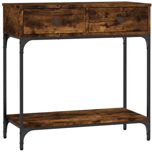 Maison Chic konzolna miza - miza ob steni dimljeni hrast 75x34,5x75 cm inženirski les, (21786210) Cene