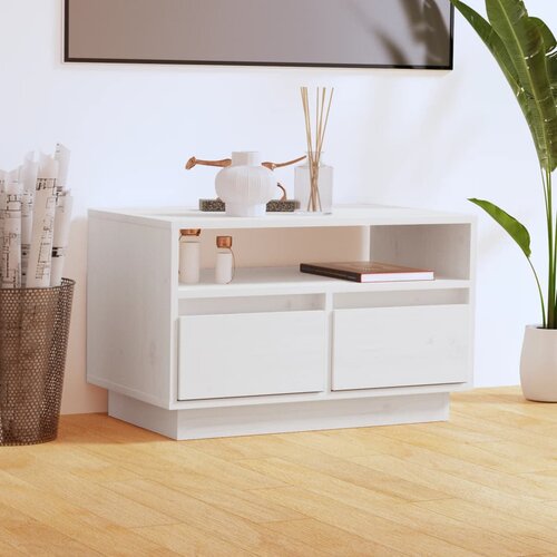 vidaXL TV omarica bela 60x35x37 cm trdna borovina Cene