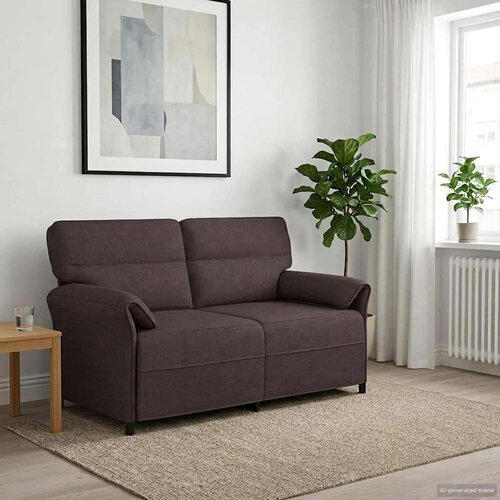 SOFA 100% poliester metalna konstrukcija MDF &Scaron;perploča - Tamno smeđa 2-sjedalo (140 cm) Cijene