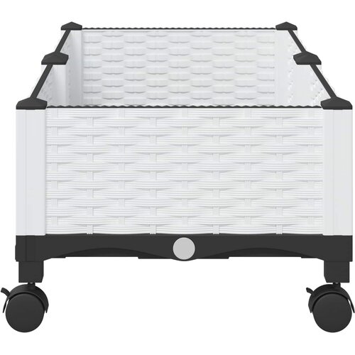  Vrtni saksija s kotačima Bijela 80 x 40 x 33 cm PP Slike