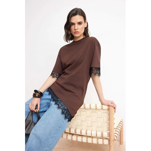 TRENDYOLMILLA Ženska majica TWOSS26TS00196, Braon Cene