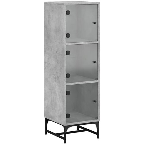 Maison Chic Visoka omara - Komoda - Predalnik s steklenimi vrati betonsko siva 35x37x120 cm, (21720815) Cene